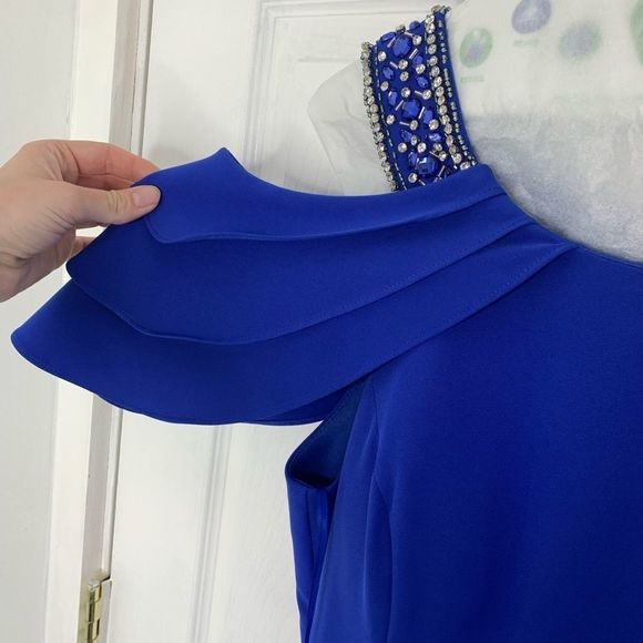 Fancy Schmancy Blue Beaded Detail Evening Gown - Picture 5 of 10